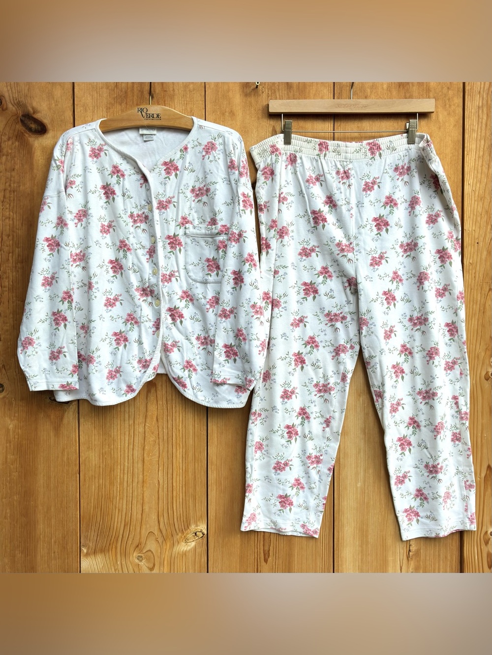 Lands End Vintage Floral Cotton Pajama Set Sz Large